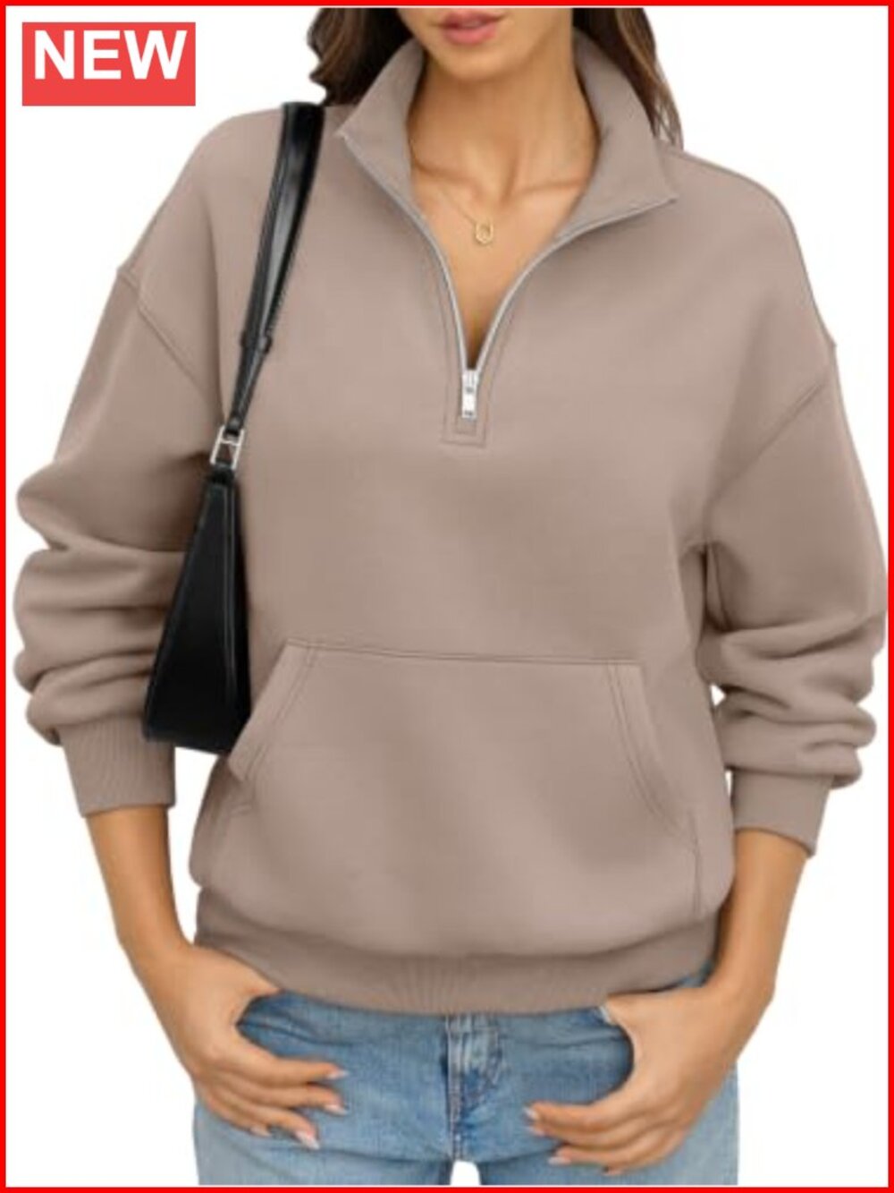 Oversized Quarter Half Zip Fleece Sweatshirt Pullover Kangaroo Pocket